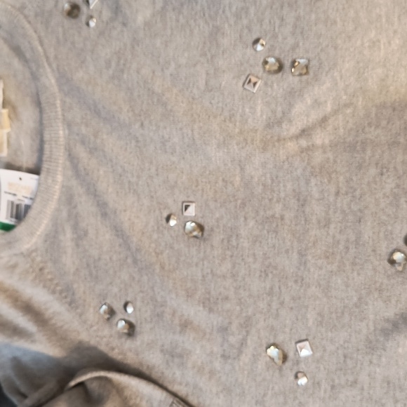 MICHAEL Michael Kors Jewel Embellished Woman's Sweater Gray Size L - Picture 7 of 16